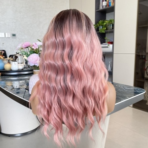 Pelucas de Encaje Frontal de Fibra Sintética de 22 Pulgadas, Ondas Largas, Color Rosa Melocotón Múltiple, Resistentes al Calor, Nueva Moda Premium 2026 - Product Image 6