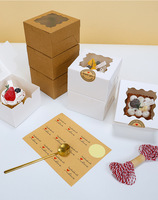 Caja para Pastel Pequeña Personalizada de 4x4x2.5 Pulgadas con Asa, Empaque Biodegradable para Almacenamiento de Galletas y Postres