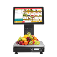 Supermarket terbaik 15Kg semua dalam satu 15.6 inci layar sentuh Ai Android Pc Pos mesin kas skala dengan 58Mm Printer termal
