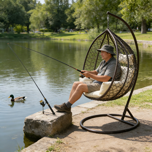 Meubles d'extérieur modernes, jardin, <span class=keywords><strong>balcon</strong></span>, rotin tressé, chaise suspendue de patio, intérieur/extérieur, chaise œuf, <span class=keywords><strong>hamac</strong></span> avec support en métal, tendance - Product Image 4
