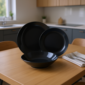 Service de table en porcelaine noire de 18 pièces Excelsa, fabriqué en Roumanie - Product Image 3