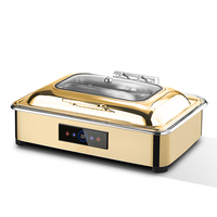 Airuisi Ensemble de chauffe-buffet électrique en acier inoxydable 9L Poêle à vaisselle pour hôtel Traiteur Or Dîner Plat de service
