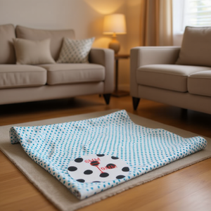 Tessuto a Pois Ilan 100x150cm Bianco con Puntini Blu per Decorazione Casa - Product Image 3