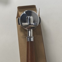 EasySun Porte-filtre sans fond 58 mm avec poignée en bois en acier inoxydable pour machines à expresso semi-automatiques