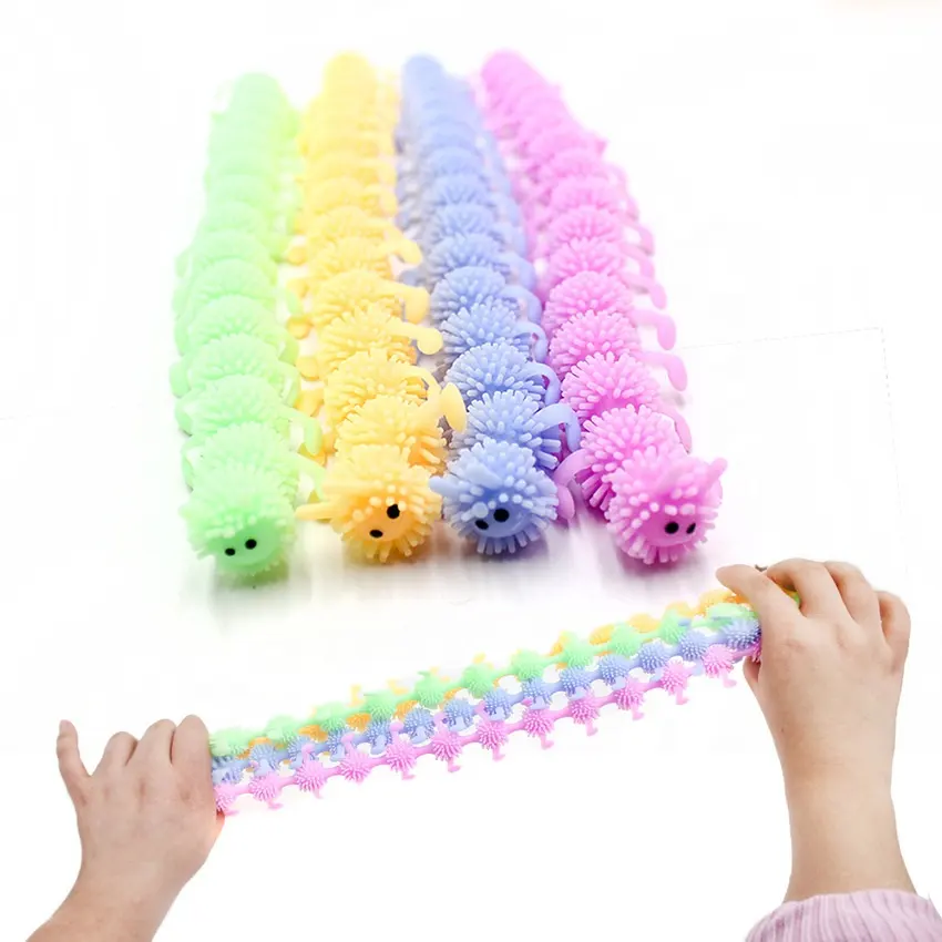 Hot Selling Fidget Toy Set Vent Anti-stress Animal Cute Soft Stretchy String Worm TPR Sensory Stretchy Toys For Kids