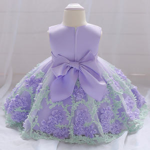 Robe de fête fleurie mignonne pour bébé fille de 12 mois à 1 an, idéale pour le premier anniversaire - L1845XZ - Product Image 6