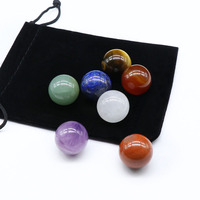 Natuurlijke Kristal Agaat Chakra Yoga Stenen Handgemaakte Gegraveerde Gebeds kralen Set 20mm Ronde Ballen (7 stuks/doos)