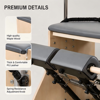 Silla de Pilates de Madera de Arce con Estructura de Madera Estable para Gimnasio, Club, Entrenamiento de Fuerza, Equipo de Pilates