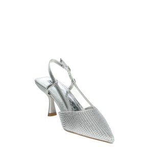 K-9330 in argento pump con Slingback scarpe da sposa di alta qualità con chiusura Slip-On punta aperta tacco a zeppa sottile (8cm) in vera pelle - Product Image 5