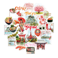 Autocollants de voyage Scenic Japan (30 pièces) - Aquarelle, imperméables, autocollants de vacances à Séoul pour journal, scrapbook, bouteille d'eau