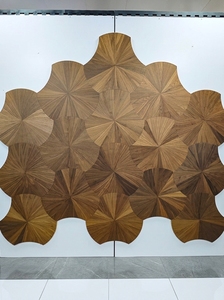 <span class=keywords><strong>Parquet</strong></span> en mosaïque artistique traditionnel en noyer, motif grande feuille de lotus, avec installation moderne par clips pour <span class=keywords><strong>salon</strong></span> - Product Image 3