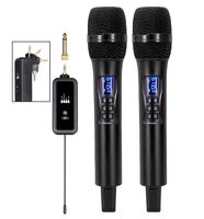 Ensemble de système de microphone à double microphones sans fil UHF mis à jour pour récepteur rechargeable karaoké motif polaire omnidirectionnel