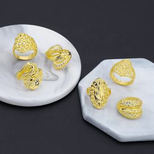 JXX Various Style Dubai Large Ring Brass Jewelry Gold Plated Rings Women Jewelry Fashion Party Ring for Women India <b>Wedding</b> - Product Image 6