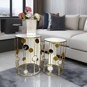 Lander thiết lập của 2 bán buôn kim loại sắt Vòng bảng bên tùy chỉnh vàng hiện đại Bàn cà phê cho phòng khách - Product Image 6