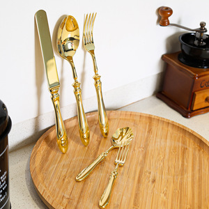 Ensemble de couverts en acier inoxydable Shiny-Jh avec manche en forme de gourde, style occidental robuste, vaisselle d'hôtel - Product Image 3