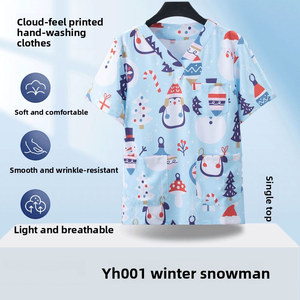 Ropa de Trabajo Estampada para Lavado a Mano para Hombres y Mujeres, Camisetas de Manga Corta, Uniformes Médicos, Batas Quirúrgicas Dentales - Product Image 1