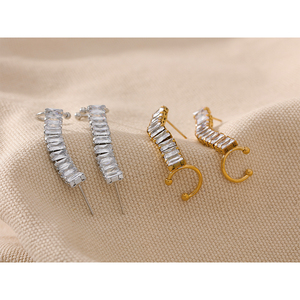 JINYOU 580 <span class=keywords><strong>Orecchini</strong></span> a Clip in <span class=keywords><strong>Acciaio</strong></span> Inossidabile Placcato Oro 18K con Zirconi Cubici, Gioielli Eleganti e Affascinanti per Donne - Product Image 6