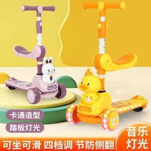 Childrens Scooter With Seat Height Adjustable Three In One Ride On For Kids 2 8 Years Old Blue Green Pink - Product Image 3