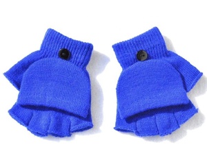 Guantes de invierno para niños, mitones convertibles para niños, guantes de medio Dedo de punto grueso con cubierta - Product Image 6