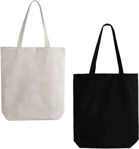 Sacs fourre-tout écologiques en gros pour courses et livres, grands sacs en toile de coton blancs et noirs réutilisables, sacs de shopping personnalisables avec logo, cadeaux - Product Image 2