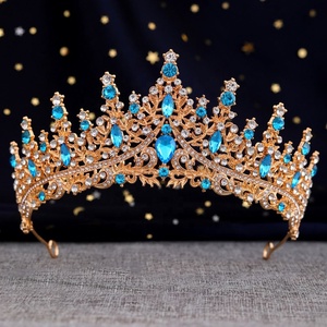 Crown Tiara Bride High-End Baroque Wedding <b>Headband</b> Kids Colorful Crystal Tiara Crown Pageant Gold Plated <b>Metal</b> Rhinestone Main - Product Image 4