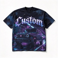 T-shirt en coton premium coupe ample délavé à l'acide, style streetwear, impression DTG Kornit, sport, cyber, rétro, vente en gros OEM