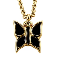 Bijoux en acier inoxydable cendres urne de crémation papillon Collier émail pendentif souvenir médaillon pour animaux de compagnie cercueil émail titulaire religieux