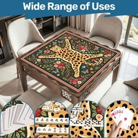 Alas Meja Mahjong Amerika Motif Macan Tutul Premium 800x800mm, Alas Permainan Neoprena Anti-Selip Peredam Kebisingan