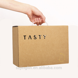 Custom foldable paper corrugated shipping carton laptop packaging box with plastic handle for computer tv