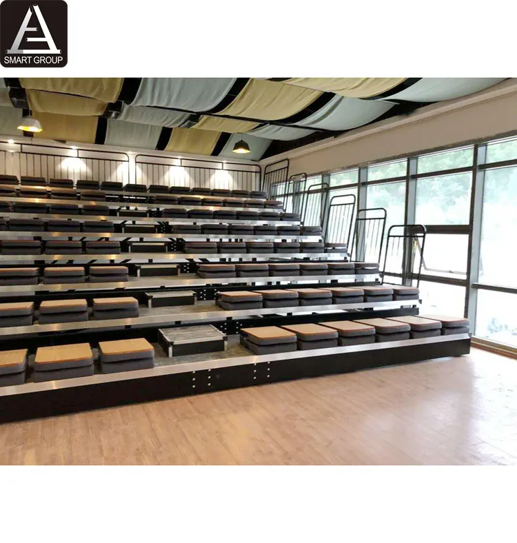 90 seats Cheap price Indoor Retractable bleacher seating Used telescopic gym bleachers For Sale