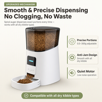 Distributeur automatique de nourriture pour animaux de compagnie en plastique moderne, intelligent, avec WiFi, réservoir visible de 6 L, enregistreur vocal pour chat et chien, avec prise UK/EU/US