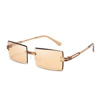 Lunettes de soleil LQXZ sans monture, à verres dégradés effet océan, style carré biseauté, mode européenne et américaine, style urbain tendance des influenceurs