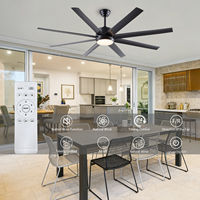 Ventilateur de plafond moderne de 60 pouces avec lumière LED, 8 pales, moteur DC, télécommande, 6 vitesses, débit d'air élevé pour ferme, garage, salon