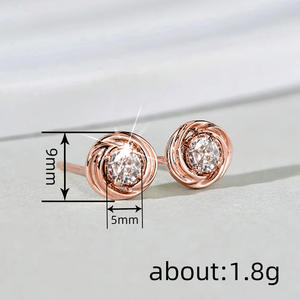Orecchini a lobo da donna in oro rosa con diamanti taglio brillante rotondo colore G naturali, gioielli minimalisti per tutti i giorni - Product Image 5