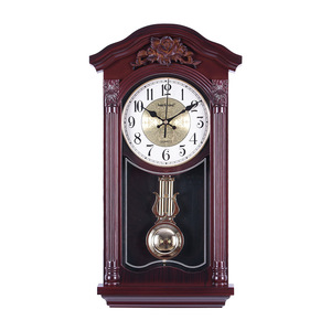European Retro Wall <b>Clock</b> With Pendulum <b>Battery</b> Powered Living Room Decorative <b>Clock</b> - Product Image 2