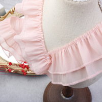 Jupe de style japonais en crêpe de soie 50% et mélange de polyester tissé, double couche, avec bordure en dentelle à volants