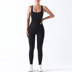 Seamless Gym Fitness Women Yoga Legging Jumpsuit Workout Ribbed Long Sleeve Sport Jumpsuits Bodysuit