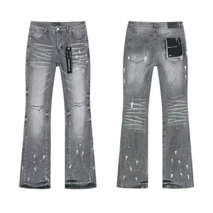 Vaqueros de mezclilla para hombre, corte ajustado, rectos, con cintura rasgada, desgastados, bordados, estilo urbano, vintage - Product Image 6