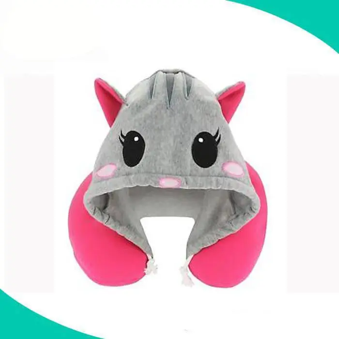 Nhà Máy Tùy Chỉnh Mềm Plush Animal Unicorn Travel Cổ Gối Với Trùm Đầu Du Lịch U Shape Gối