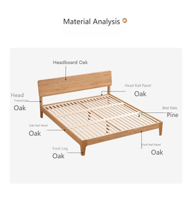 Cama Doble de Madera de Roble Macizo, Diseño Moderno, 1.8M, Altura Ajustable, Muebles Grandes para Dormitorio, para Apartamentos - Product Image 5