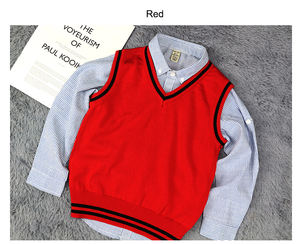Gilet Scolastico Rosso Senza Maniche Cardigan per Bambini Abbigliamento Invernale Studenti Uniformi Scolastiche Personalizzate Maglione Cappotto - Product Image 4