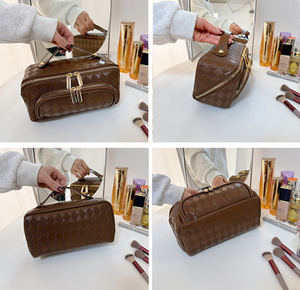 Bolsa de Maquillaje de Piel Sintética de Lujo para Chicas, Moderna, con Forro de Poliéster y Cierre de Cremallera Resistente, para Uso Diario y de Viaje - Product Image 6