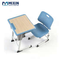 Ensemble de bureau et chaise d'école moderne réglable en métal de haute qualité avec plateau en bois pour l'étude des élèves