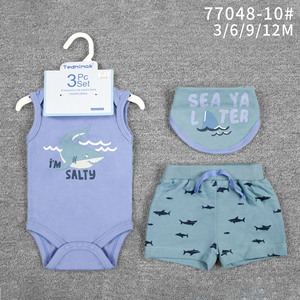 Conjuntos <span class=keywords><strong>de</strong></span> <span class=keywords><strong>Ropa</strong></span> para Bebé Recién Nacido <span class=keywords><strong>de</strong></span> 0 a 6 Meses para Niño, Conjunto <span class=keywords><strong>de</strong></span> 3 Piezas, Mameluco sin Mangas + Pantalones con Babero, Estilo Informal - Product Image 1