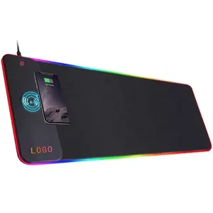 Mouse Pad anti air komputer Rgb, Mouse Pad tahan air, pengisi daya nirkabel ponsel, Led besar, Usb, untuk alas meja