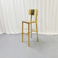 Tabouret de bar en acier inoxydable doré de luxe, chaise moderne confortable à dossier haut