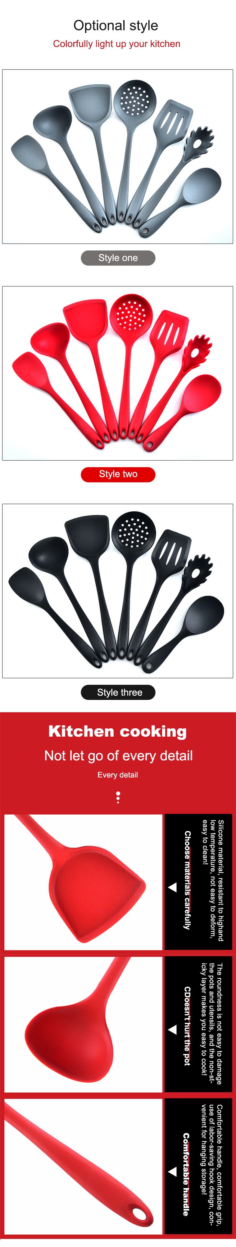 Amazon Hot Sale Silicone Kitchen Utensil Set Kitchen Gadgets Camping cookware sets Kitchen Cooking Utensils Tool Set