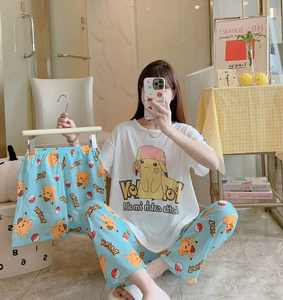 Conjunto de Pijamas Personalizados de Primavera/Verano para Mujer, Estampado de Dibujos Animados, Ropa de Dormir de Tres Piezas, Pantalones Cortos, Camiseta de Manga Corta, Venta al Por Mayor - Product Image 6