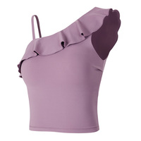 Top de Yoga Pilates Estilo 2025 para Mujer, Primavera/Verano, Profesional, Elegante, Sexy, con Volantes, Ropa Deportiva, Absorbe el Sudor, Nailon