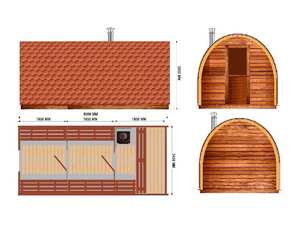 Sauna extérieur Poêle à dosettes Chauffages infrarouges en bois massif Salle de sauna sec traditionnel en bois personnalisé Intérieur en rouge à vendre 40mm - Product Image 6